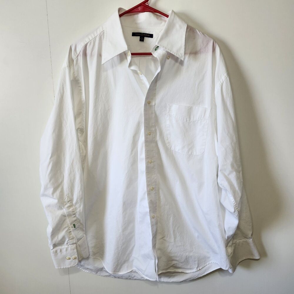 Tommy Hilfiger White Button Shirt Mens XL Vintage 2006 Long Sleeve Cotton Y2K - Picture 1 of 12